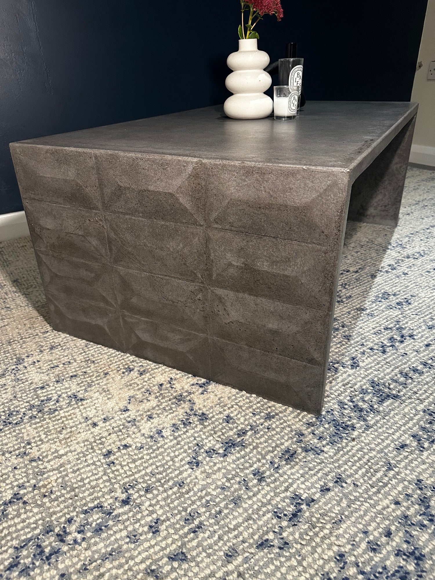 Geo-metric Grey Concrete Coffee table with waterfall leg